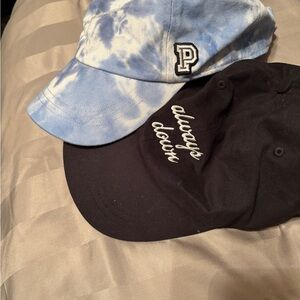 PINK Victoria's Secret Light Blue Tie-Dye & Black Hat